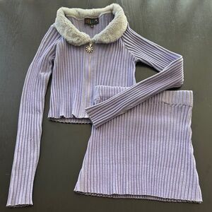 dELiA*s y2k Lavender Ribbed Knit Set with Faux Fur Trim delias delia’s retro